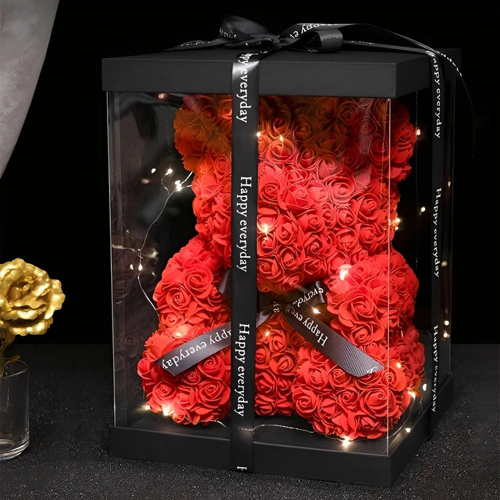 Teddie - Romantischer Rosenbär mit LED-Geschenkbox zum Valentinstag