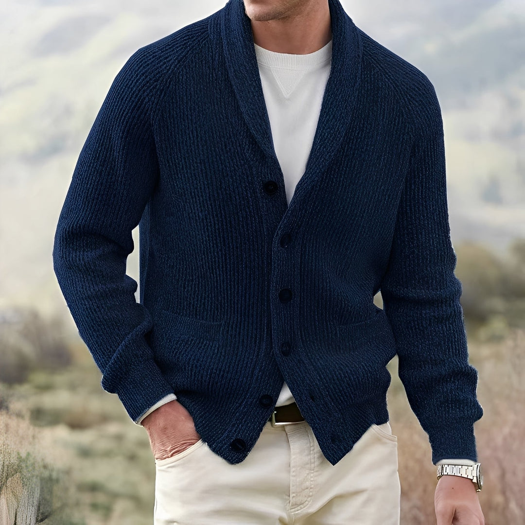 Micheal - Klassische Strickjacke mit breitem Kragen für Männer