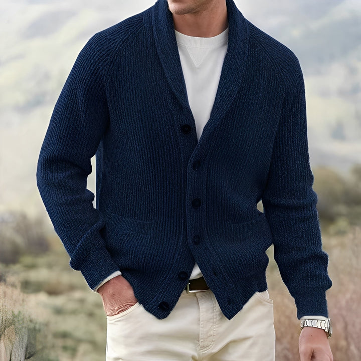 Micheal - Klassische Strickjacke mit breitem Kragen für Männer
