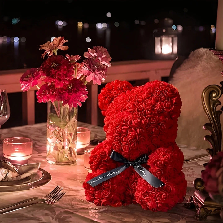 Teddie - Romantischer Rosenbär mit LED-Geschenkbox zum Valentinstag
