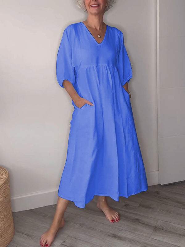 Leana – Dein Perfektes Midi-Kleid mit V-Ausschnitt