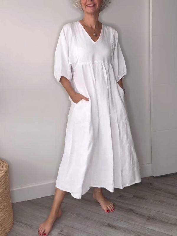 Leana – Dein Perfektes Midi-Kleid mit V-Ausschnitt
