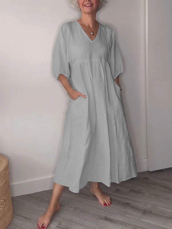 Leana – Dein Perfektes Midi-Kleid mit V-Ausschnitt