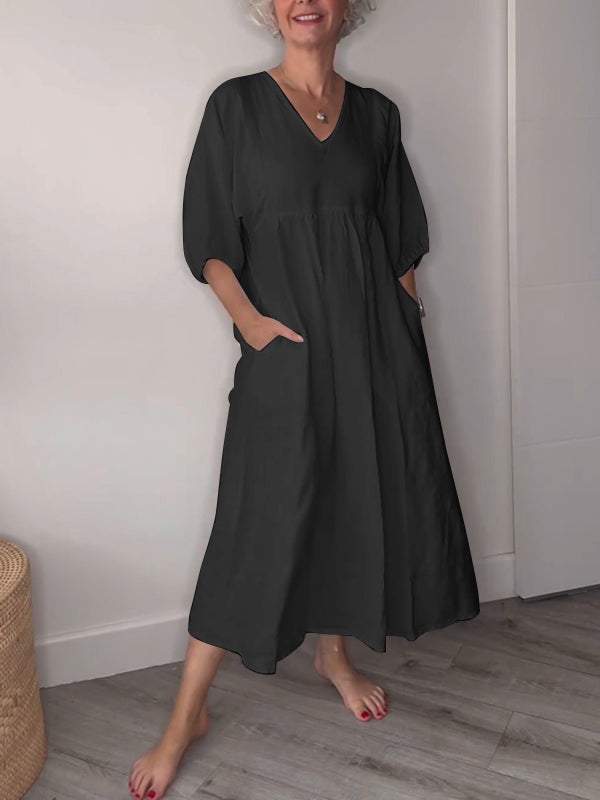 Leana – Dein Perfektes Midi-Kleid mit V-Ausschnitt
