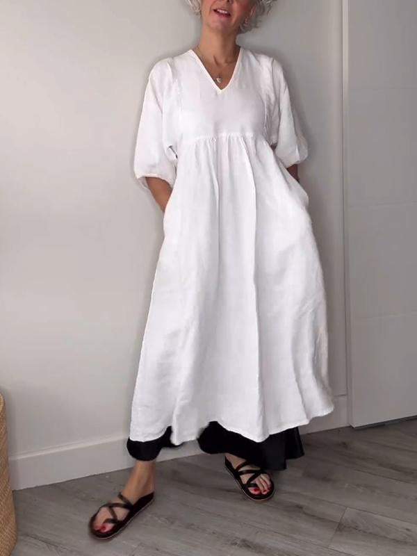 Leana – Dein Perfektes Midi-Kleid mit V-Ausschnitt