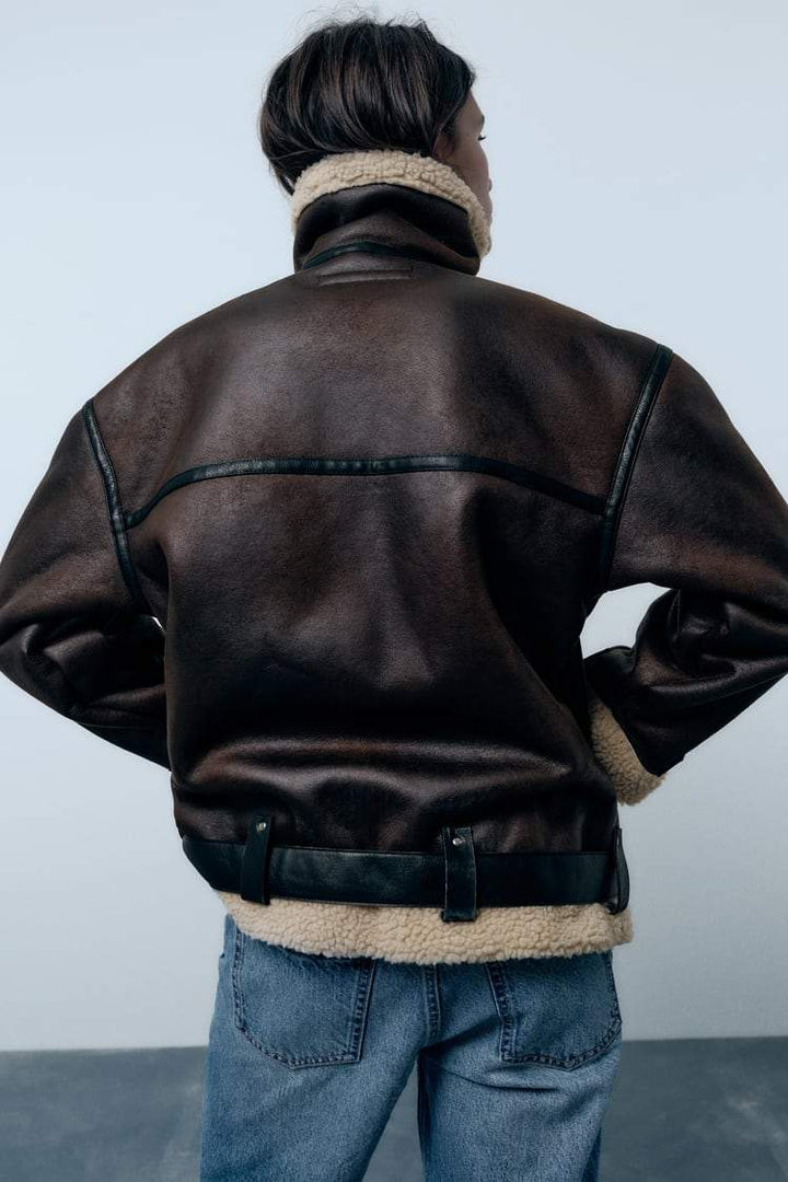 Bridget - Jacke mit Kunstlederkragen Elegant