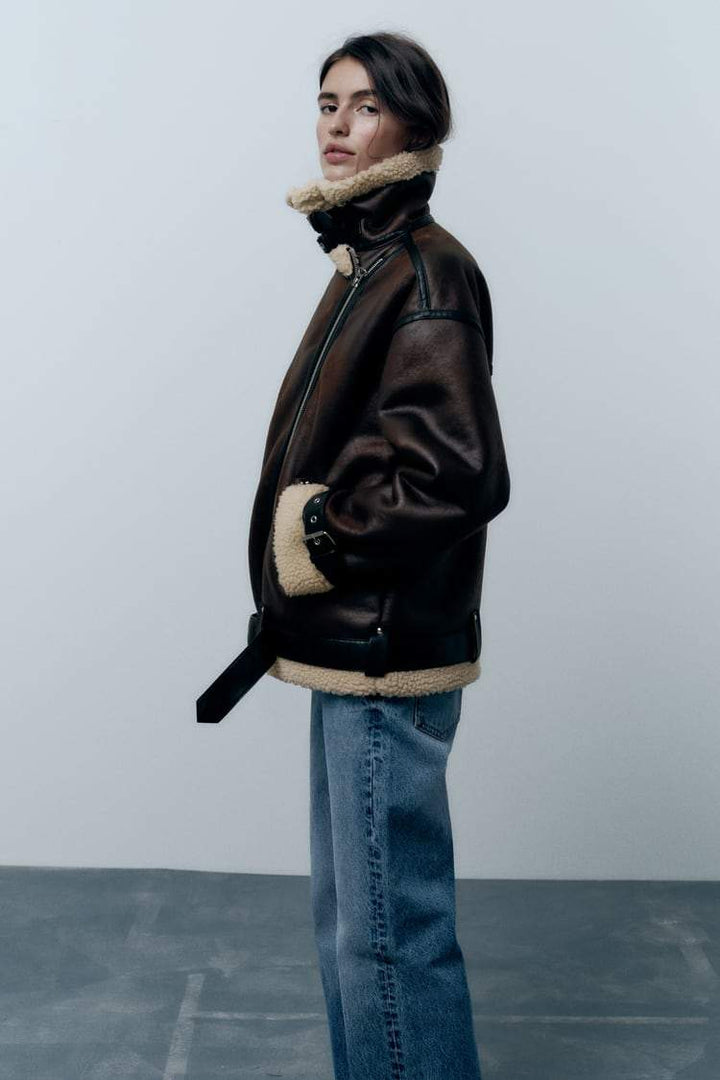 Bridget - Jacke mit Kunstlederkragen Elegant