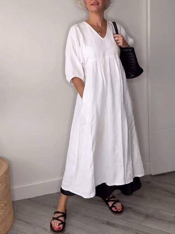 Leana – Dein Perfektes Midi-Kleid mit V-Ausschnitt