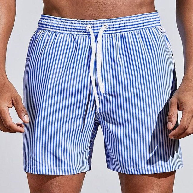 Albi - Herren Schnell trocknende gestreifte Badeshorts