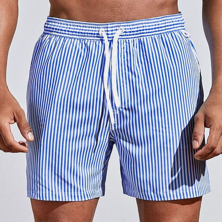 Albi - Herren Schnell trocknende gestreifte Badeshorts