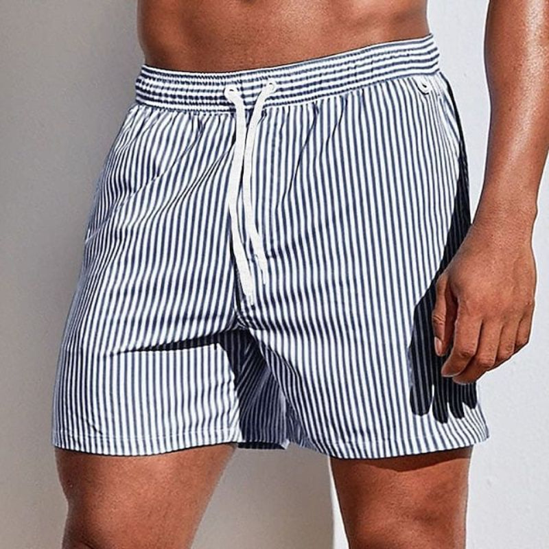 Albi - Herren Schnell trocknende gestreifte Badeshorts