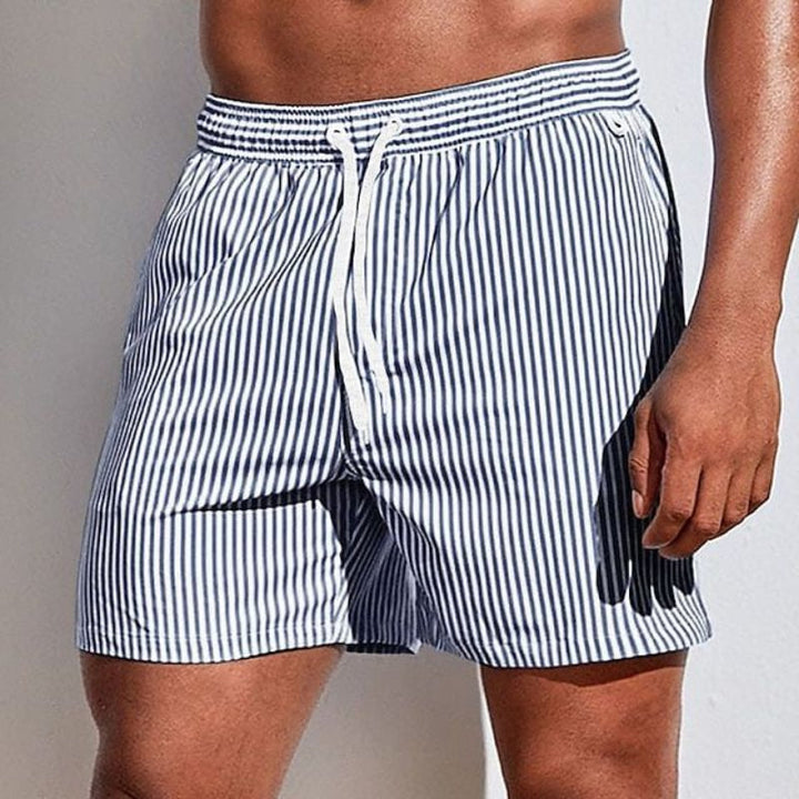Albi - Herren Schnell trocknende gestreifte Badeshorts
