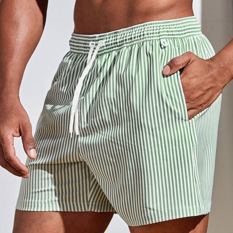 Albi - Herren Schnell trocknende gestreifte Badeshorts
