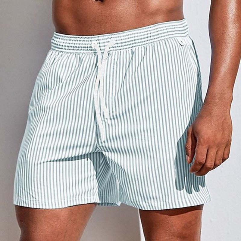 Albi - Herren Schnell trocknende gestreifte Badeshorts