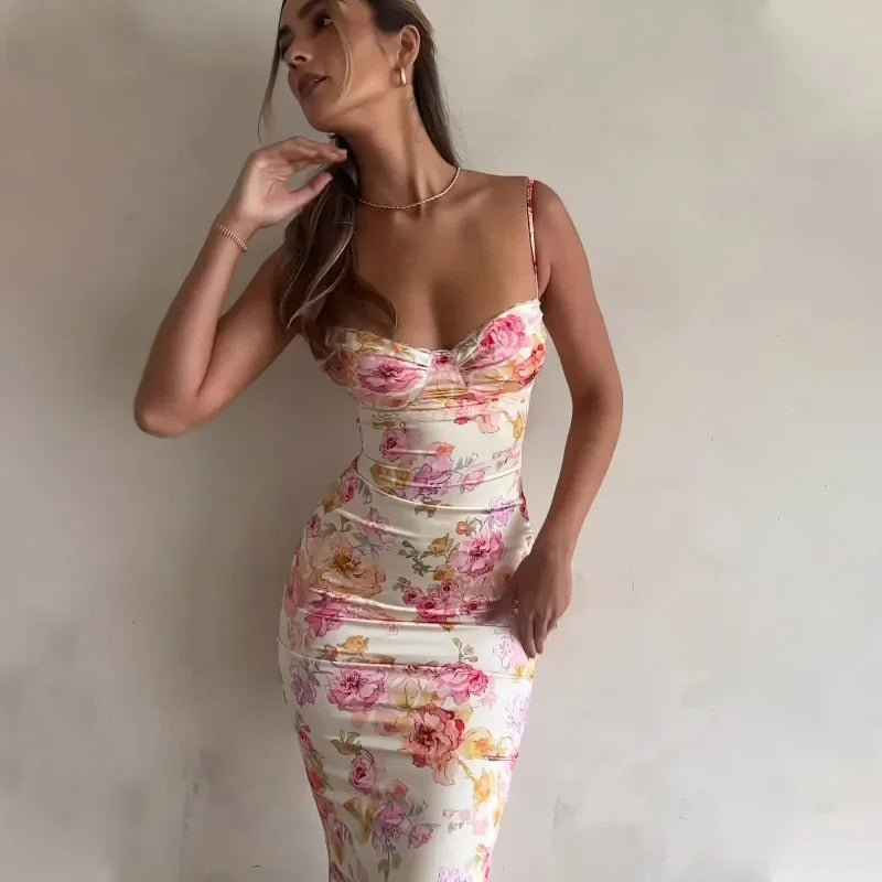 Aizel - Schickes Blumen-Maxikleid mit Spitzen