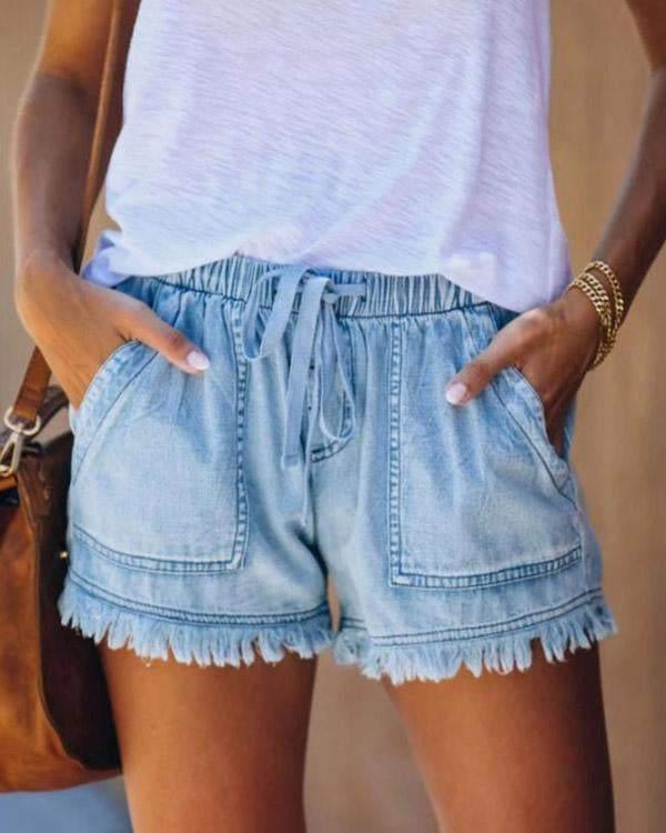 Kyan - Klassische Denim-Shorts mit Kordelzug
