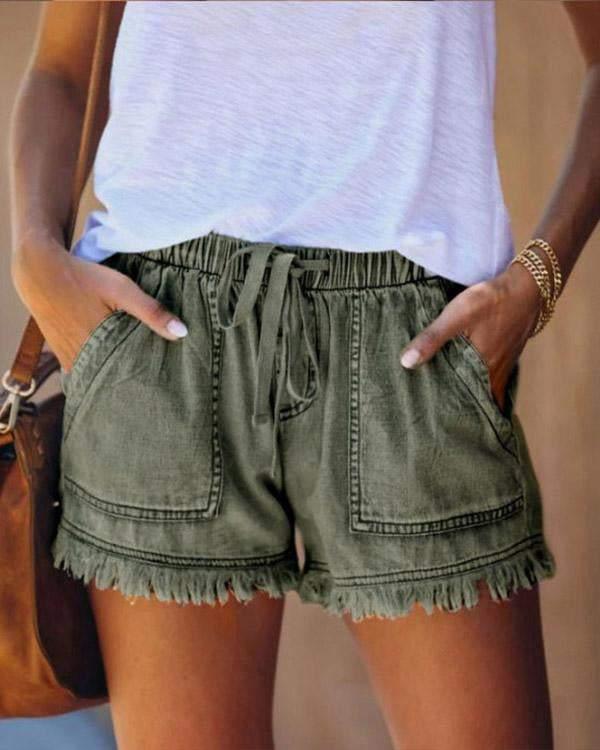 Kyan - Klassische Denim-Shorts mit Kordelzug