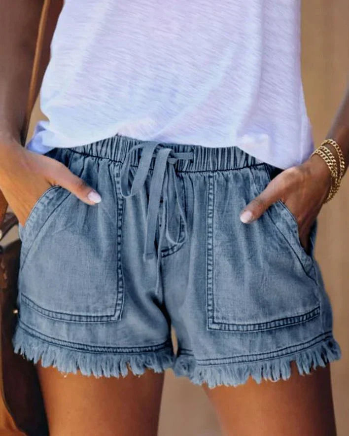 Kyan - Klassische Denim-Shorts mit Kordelzug
