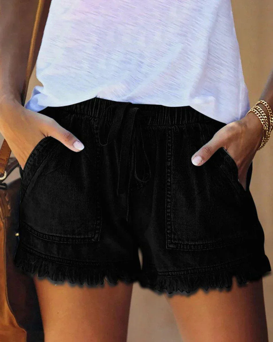 Kyan - Klassische Denim-Shorts mit Kordelzug