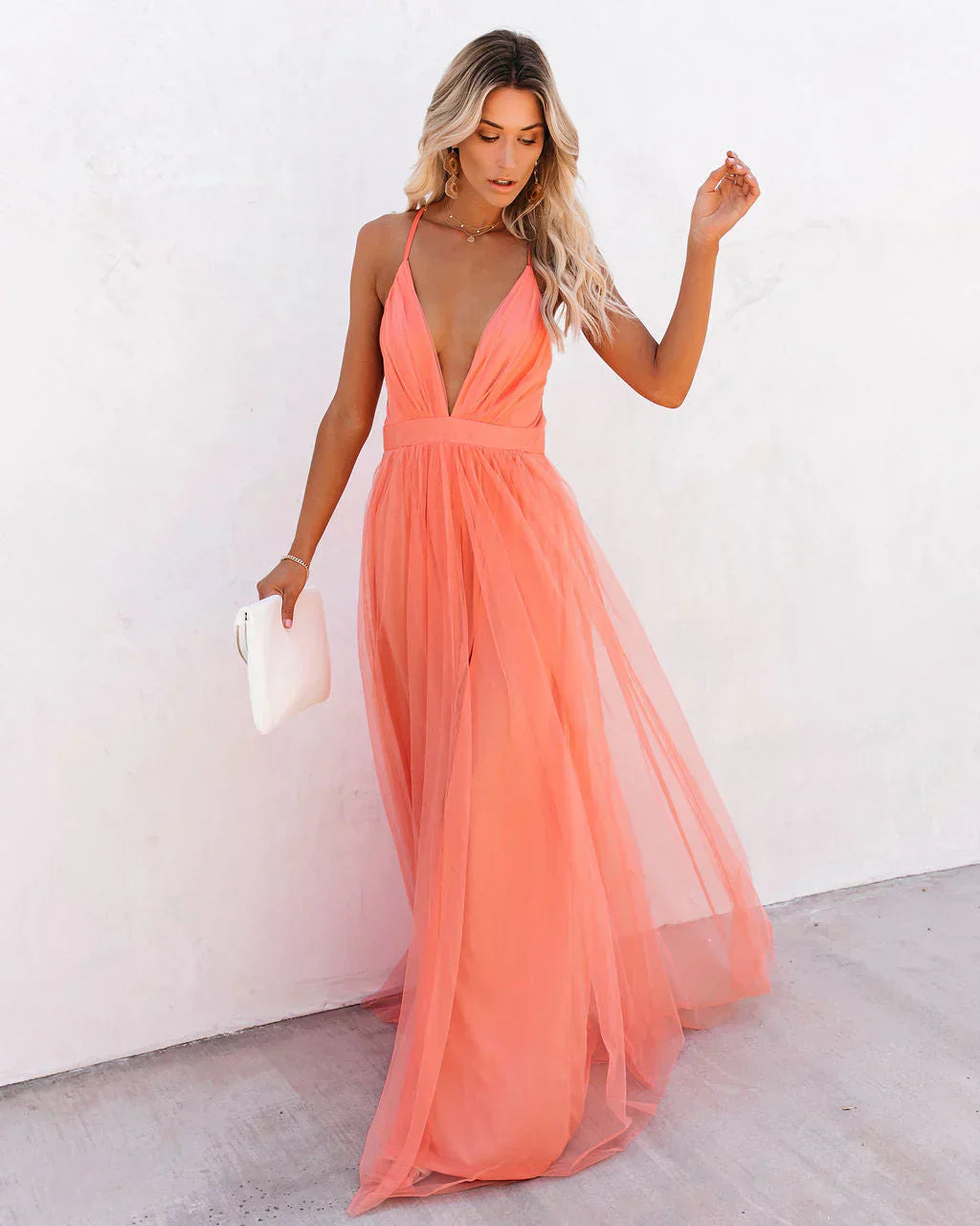 Jasmine - Schickes Orange Trägerkleid Damen