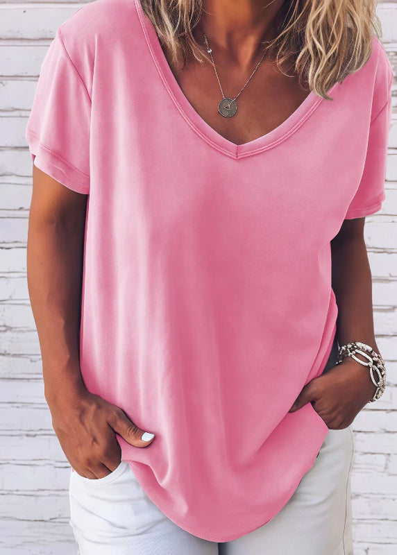 Estela - Lockeres T-Shirt mit V-Kragen