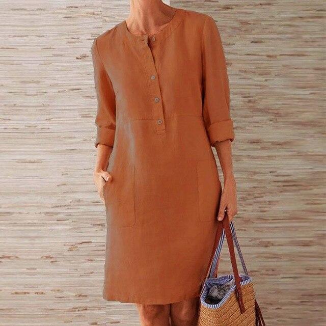 Raquel – Maxi-Kleid mit Ärmeln aus Baumwolle und Leinen