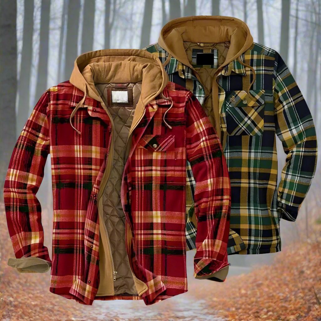 Bronson - Herren Kapuzenjacke mit Karo für kühles Wetter