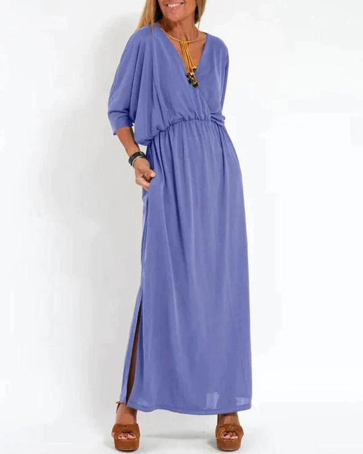 Rhian – Langes Vintage-Kleid mit figurbetonter Passform