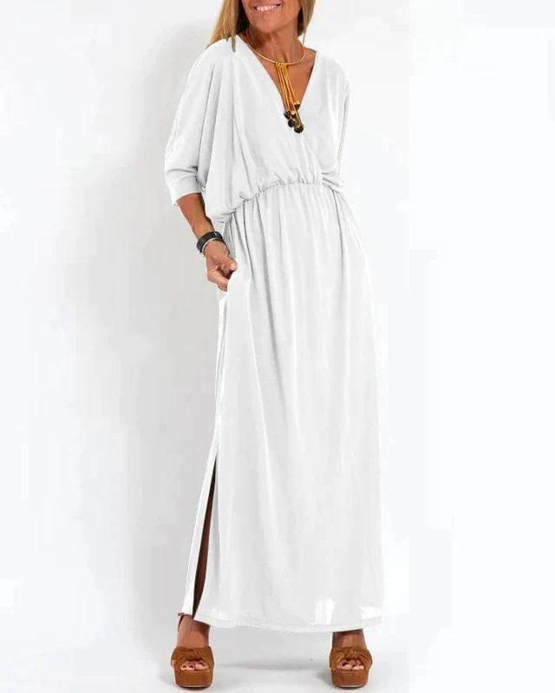 Rhian – Langes Vintage-Kleid mit figurbetonter Passform