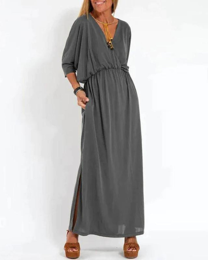 Rhian – Langes Vintage-Kleid mit figurbetonter Passform