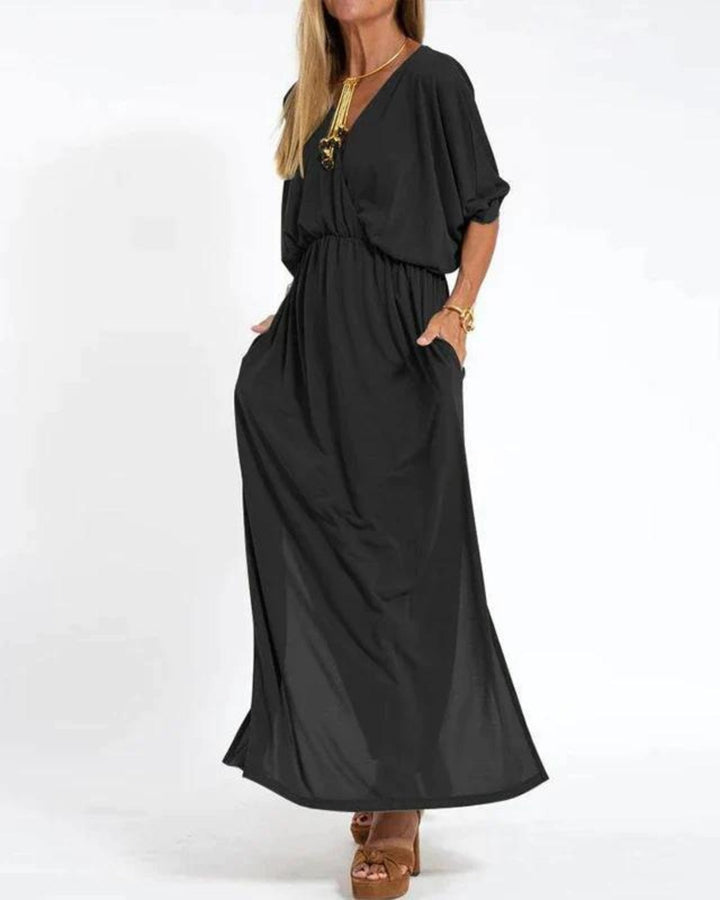 Rhian – Langes Vintage-Kleid mit figurbetonter Passform