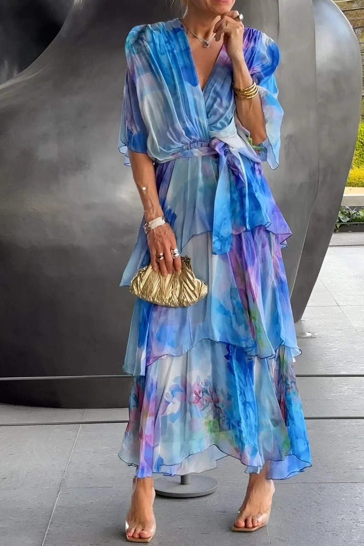 Marjorie - Maxi Kleid aus Chiffon mit sommerlichem Glanz