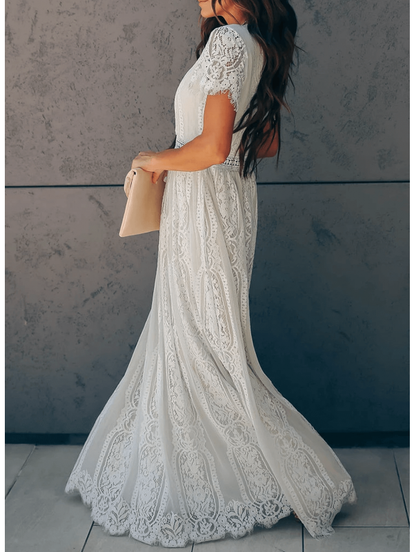 Angellica - Elegantes Spitzenkleid mit V-Ausschnitt