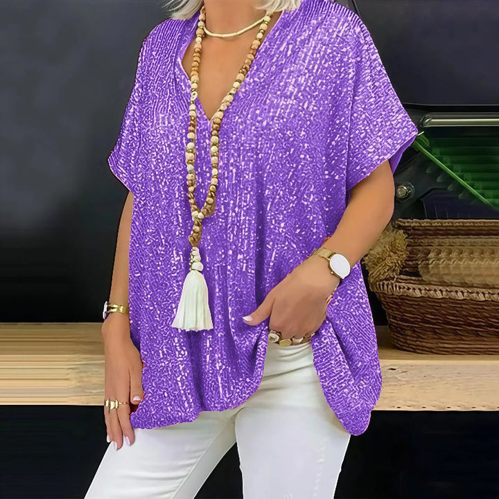 Paola - Glitzerndes V-Neck T-Shirt